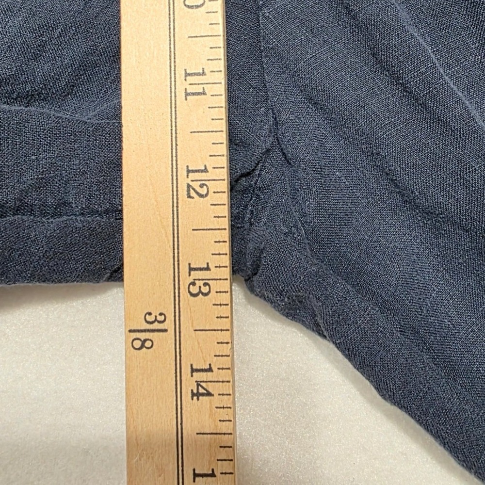 Faherty Linen Wide Leg Pants Womens Large Navy Blue Beach Summer WBS2334-FTM - Picture 6 of 10